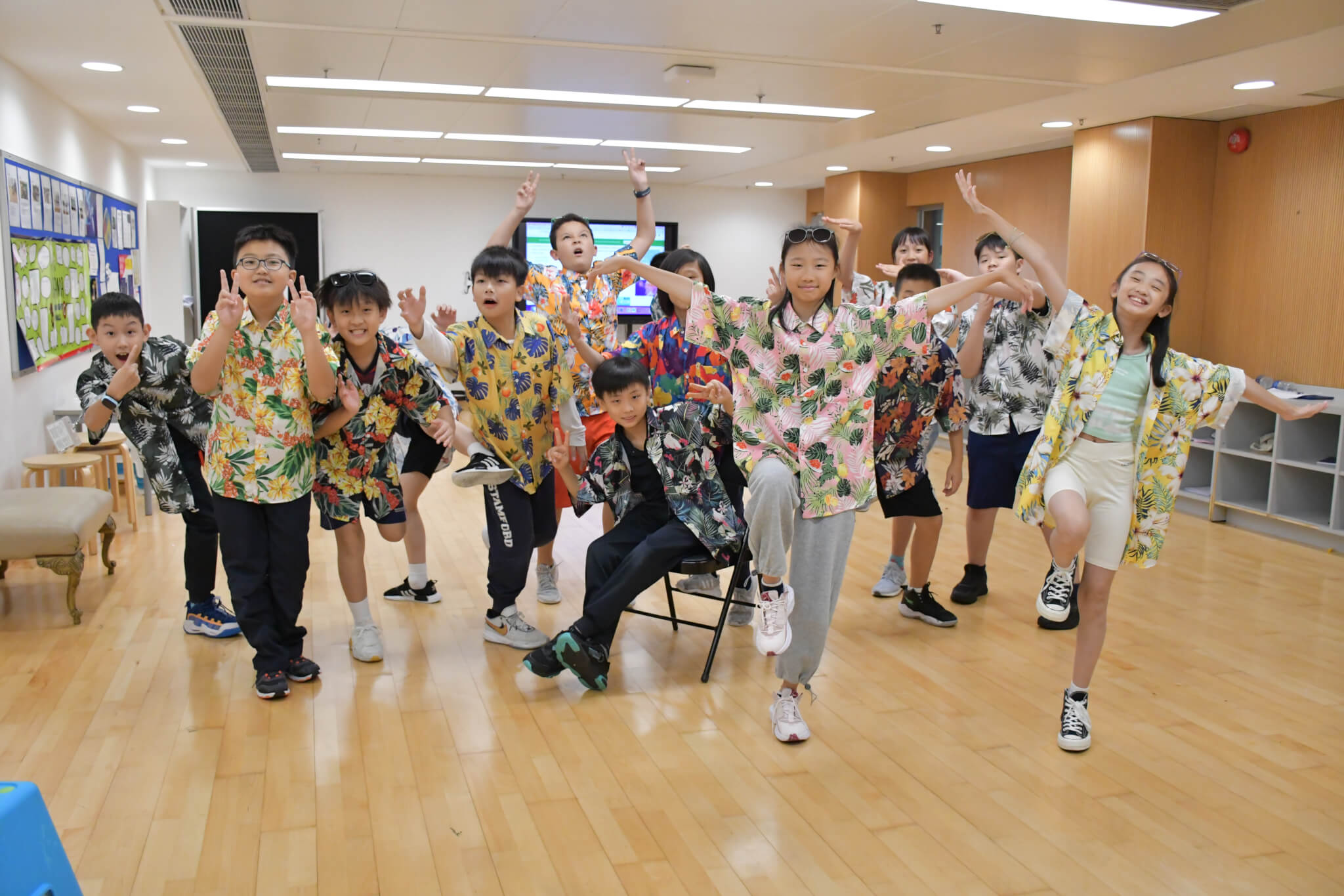 children dancing in class